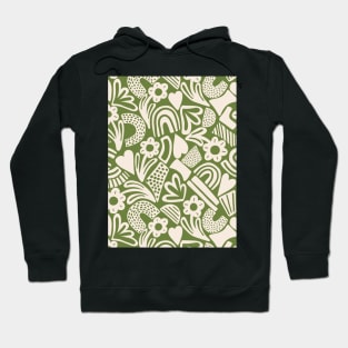 Tween spirit abstract flowers and rainbows in green Hoodie